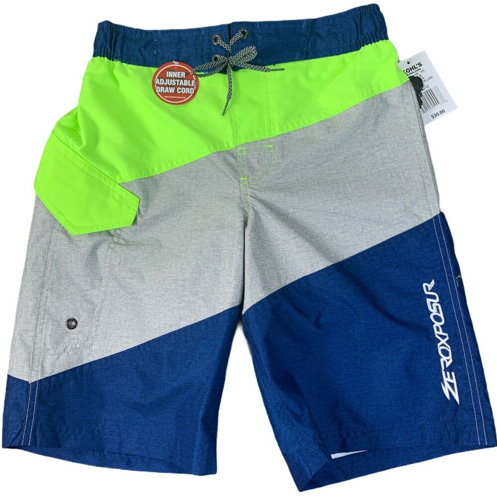 ZeroXposur Youth Swim Trunk Surf Shorts Size M - 10 / 12 Neon Lime R50450 NEW